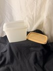 Tupperware 1244-6 Rectangular White Beige Plastic Containers Snap Lid — photo 4