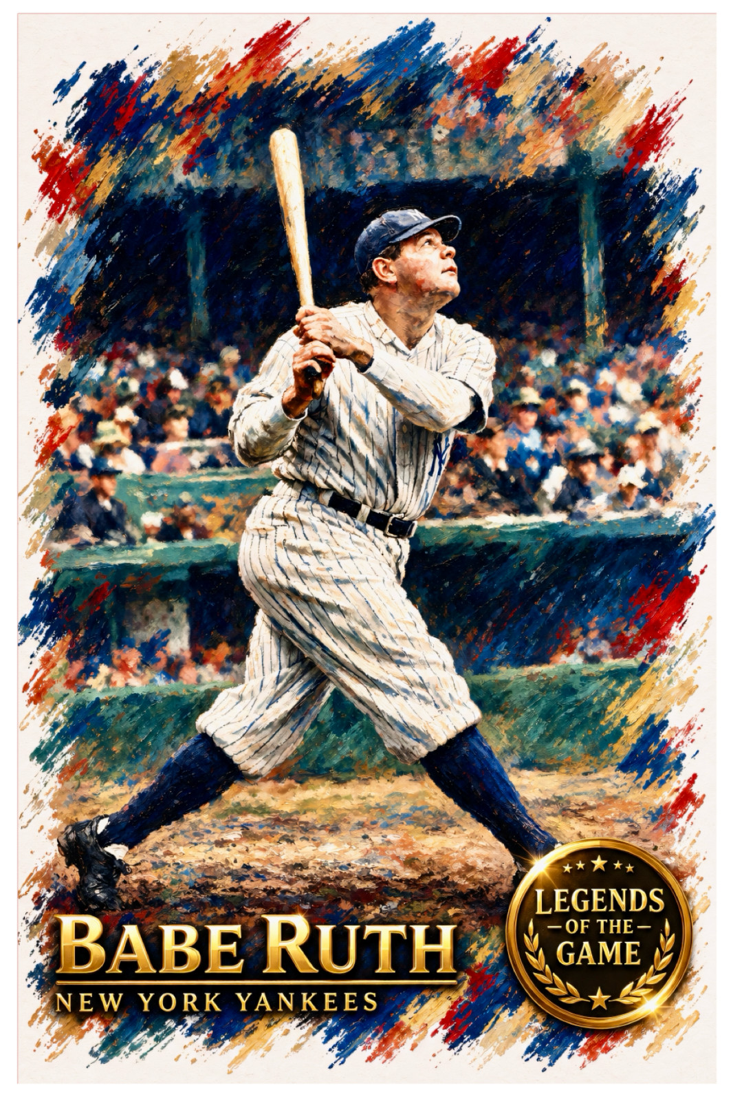 BABE RUTH * New York Yankees * BASEBALL * Illustrated Art Card * 4x6 Print