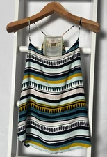 Ann Taylor Loft Aztec Print Top Womens S Multicolor Teal Green Lined Thin Straps