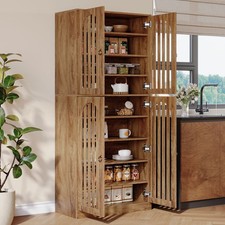70.86" Tall Kitchen Pantry Farmhouse Storage Cabinet w/ 4 Doors 9 Storage Shelf