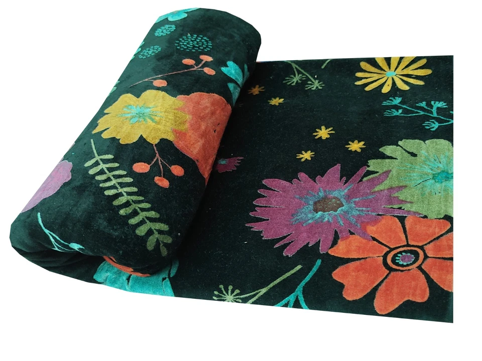 Luxury Indian Soft Velvet Fabric Upholstery Dressmaking Sewing Floral Boho By Yd - Image 3 of 4