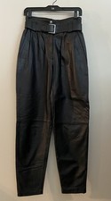 Wilsons Lambskin Leather VTG 1980's High Waisted Black Pants 6 small EUC