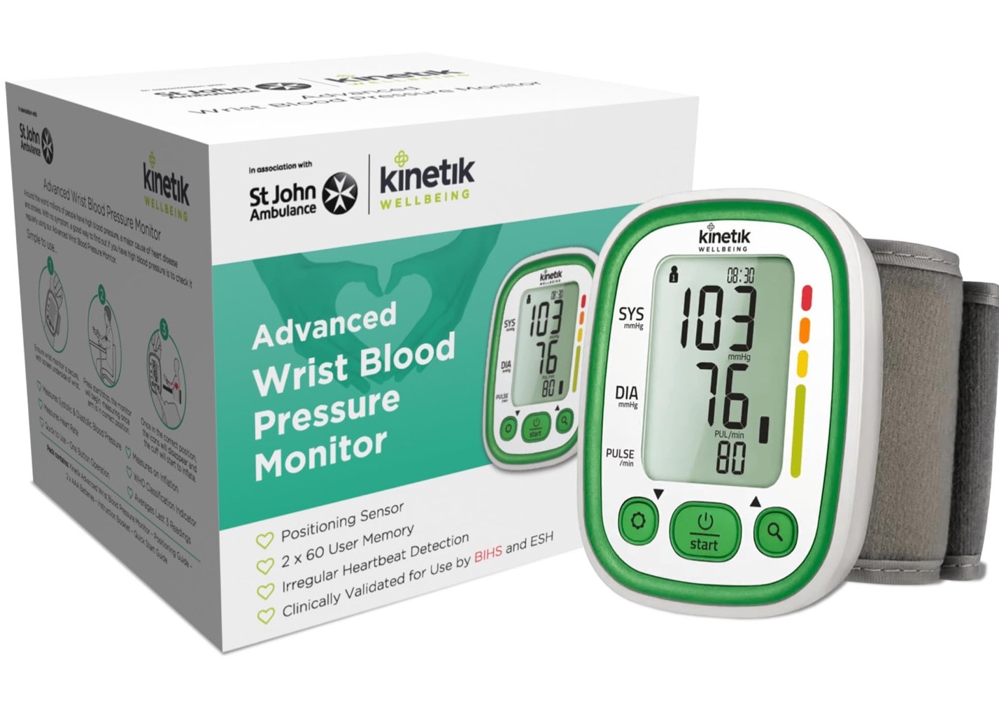 Kinetik Wellbeing Advanced Wrist Blood Pressure Monitor - BIHS Approved Bp Machi