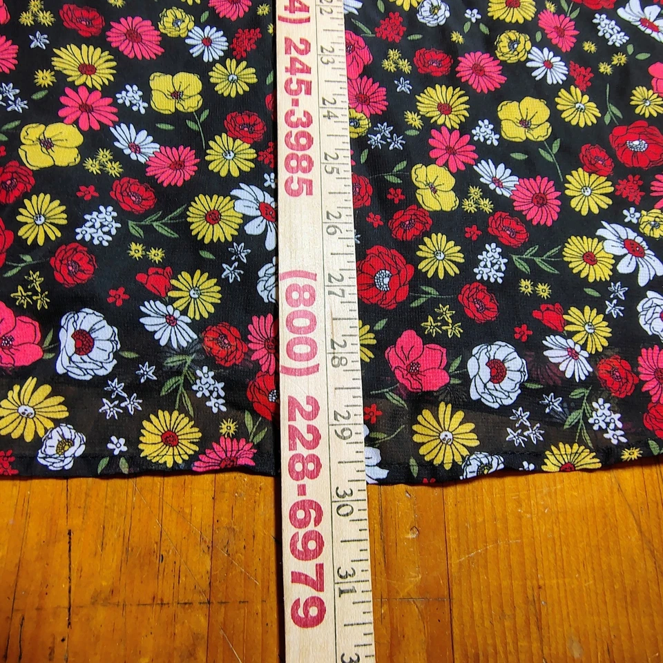 Wonder Nation Girls Floral Dress Black Red Yellow Lace Trim Size XL (14-16) - Image 3 of 4