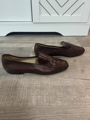 A Testoni Vintage Brown Loafers 8.5 B Leather Slip On Car  display picture 3