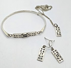 Kit vintage bruyère argent sterling, collier, boucles d'oreilles et bracelet assortis