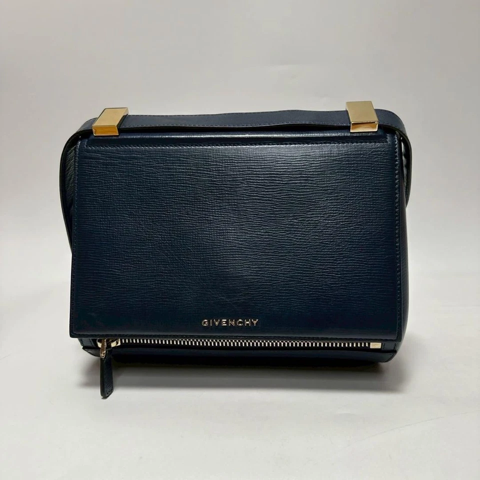 Authentic Givenchy Women's Pandora Box Shoulder Bag Navy Leather Used in Good - Image 2 of 4