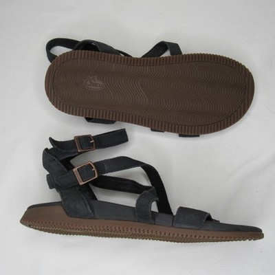 Chaco Black Suede Leather Rose Gladiator Sandal Women's 7