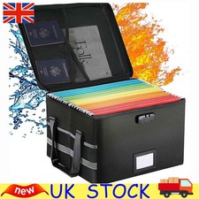 Fireproof Document Box with Lock, Collapsible Hard File Organiser Storage Box