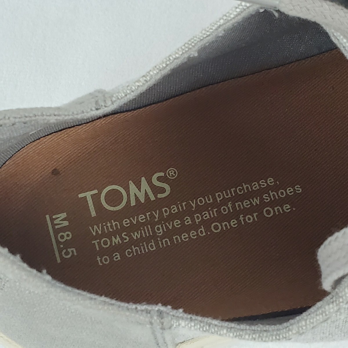 Toms Shoes Mens Sz 8.5M Gray Canvas Sneaker Lace-Up Casual Oxford