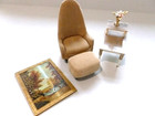 Vintage Ideal Petite Princess Tan Chair Ottoman Tiered Table Picture Flowers
