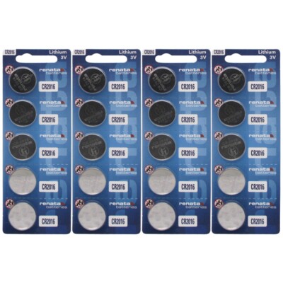 20 Renata CR2016 Replacement Batteries for Cayeye Sigma Knog Planet Bike & More