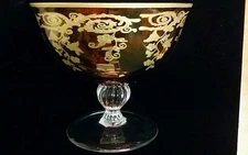 Interglass-Glassmakers of Italy - Large Red w/Gold decoration - Bowl 9 - 1/4" H