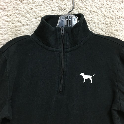 PINK Victorias Secret Sweater Extra Small Adult Black 1/4 Zip Pullover Womens XS - Picture 2 of 10