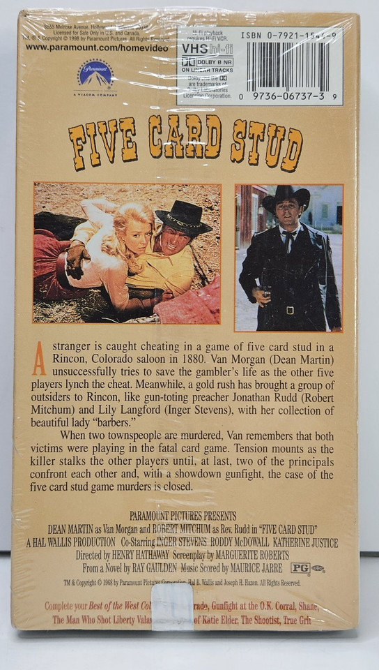 five-card-stud-vhs-1998-western-dean-martin-robert-mitchum