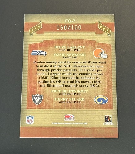 Fred Biletnikoff Steve Largent Ozzie Newsome 2008 Donruss Classics Quads #/100 - Picture 2 of 3