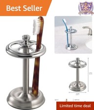 Toothbrush Holder Stainless Steel 4 Compartments Open Design Bathroom Organizer