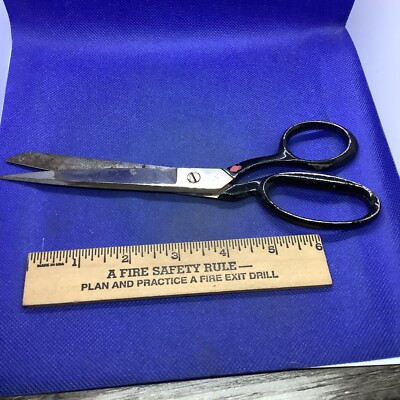 Vintage Sammann 8'' Scissors Three Finger Cutting Black Handle Steel
