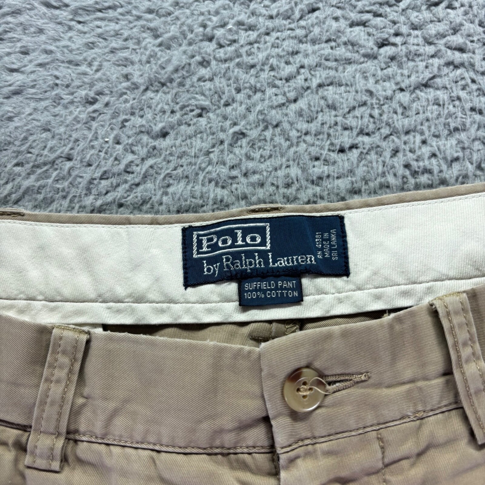 Polo Ralph Lauren pantaloni chino uomo 34x30 beige cotone pantaloni suffield fit pony