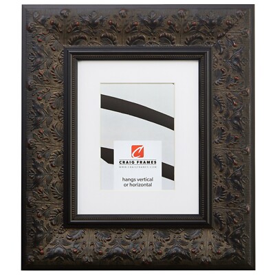 Craig Frames 3.5'' Wide Black Walnut Ornate Gothic Picture Frame With Single Mat