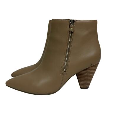 Anne Klein Iflex Tan Bootie Ankle Boots Size 8 Akyavin Side Zip Leather