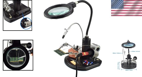 Heavy-Duty 2.5X/4X LED Illuminated Helping Hand Magnifier for Hobbies & Repairs - Picture 2 of 8