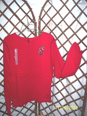 Cha Cha Vente Monogrammed Pullover Top Lg slv 100% ctn Sz junior S
