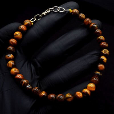Schillerndes goldenes Tigerauge in runder Form 89,00 kt Perlenarmband VK 47 E654