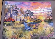 Evening Cabin White Mountain 1000 Piece Jigsaw Puzzle 24" x 30" Complete