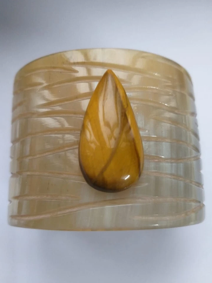 Браслет ювелирный браслет богемное украшение браслет грушевидный тигровый глаз натуральный рог буйвола - Изображение 3 из 4