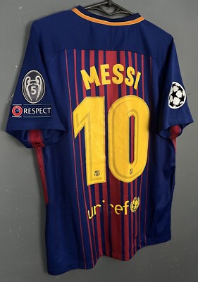 MEN FC BARCELONA 2017/2018 LIONEL MESSI UEFA FOOTBALL SOCCER SHIRT