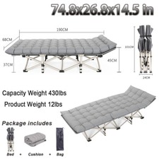 Image of Adults Single Folding Sleeping Cot Guest Bed Outdoor Camping Cots w/ Mat & Bag