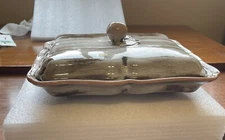 Santa Anita Ware Covered Dish Pink & Brown Vreni MCM New And Unused