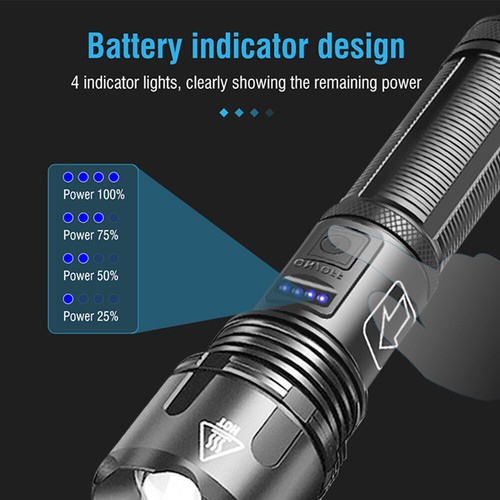 Rechargeable 990000LM LED Flashlight Tactical Police Super Bright Torch Zoomable - Picture 7 of 18
