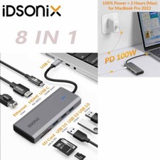 8 in 1 Type-C HUB HDMI USB Multiport Card Reader Adapter Laptop Docking Station