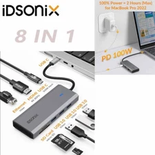 8 in 1 Type-C HUB HDMI USB Multiport Card Reader Adapter Laptop Docking Station