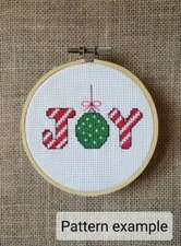 Counted Cross Stitch Joy Candy Cane Pattern