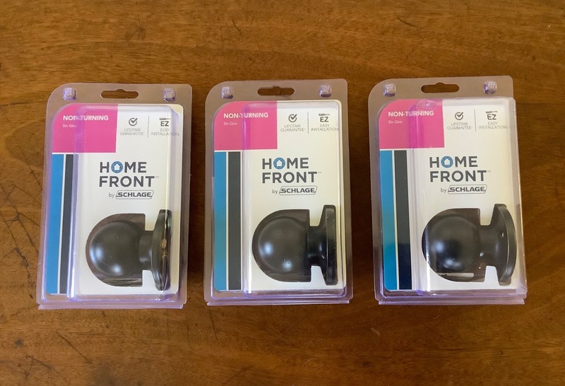 Set of 3 Non-Turning Dummy Knobs Home Front by Schlage Black Excellent Condition