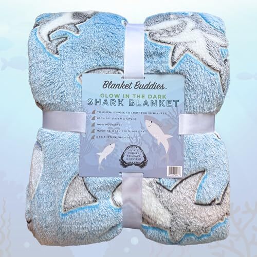 Shark Throw Blanket: Glow in The Dark, Cozy, Soft, Lightweight, Warm, 50" Blue - Picture 7 of 7