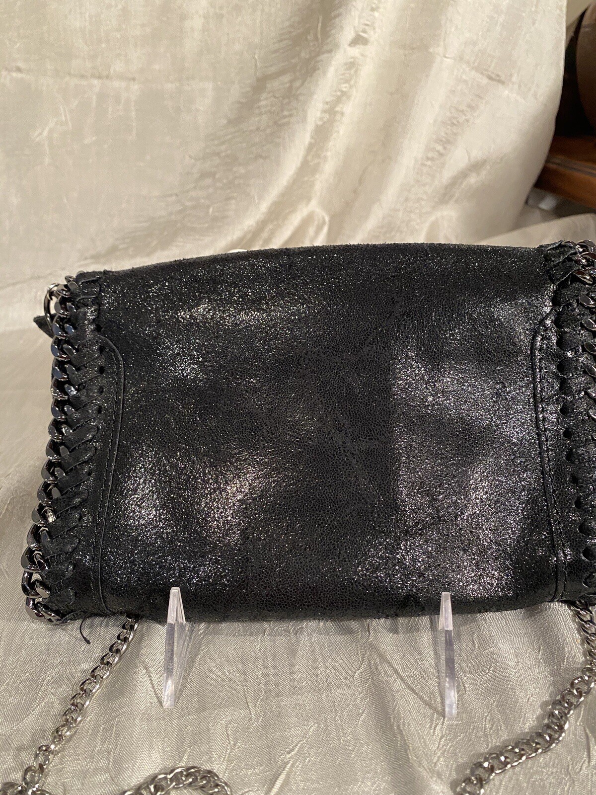 Sofia Black Crackle Shine Envelope Crossbody Bag … - image 3