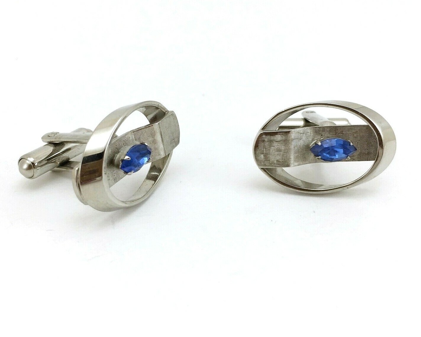 1960s HICKOK Cufflinks Large Modernist Mad Men Era Bl… Gem