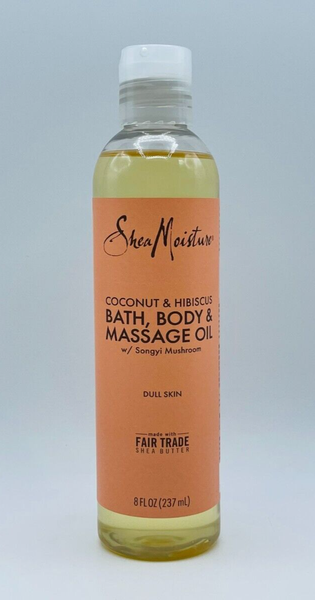 Shea Moisture COCONUT & HIBISCUS Bath Body & Massage Oil 8 oz Free