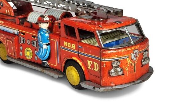 Fire Friction Engine Tin Japan Vintage Toy Ladder Fire Truck Fire Friction Engine Tin Japan Vintage Toy Ladder Fire Truck