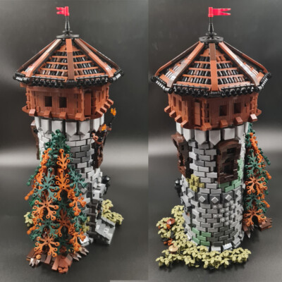 MOC-124071 Medieval Castle Tower Modular Building for Collection 2449 Pieces