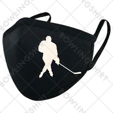 Wear Your Mask! Hockey sign  Fun Holiday  Printed Black Cloth Mask