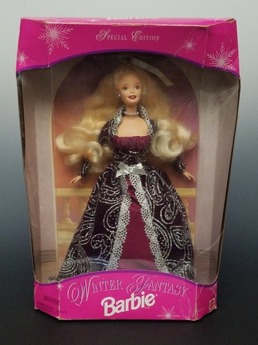 1996 Barbie Special Edition Winter Fantasy Doll Purple and Silver Dress - Picture 2 of 6