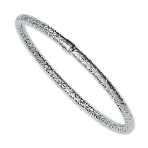 Stainless Steel Textured and Polished Slip-on Bangle Bracelet - 第 1/5 張圖片