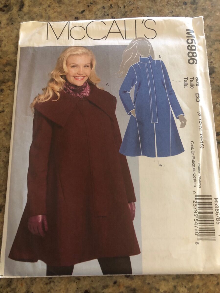 🦋 McCALL'S #M5986 - LADIES COAT or JACKET w/CONCEALED ZIPPER PATTERN 8-16  FF