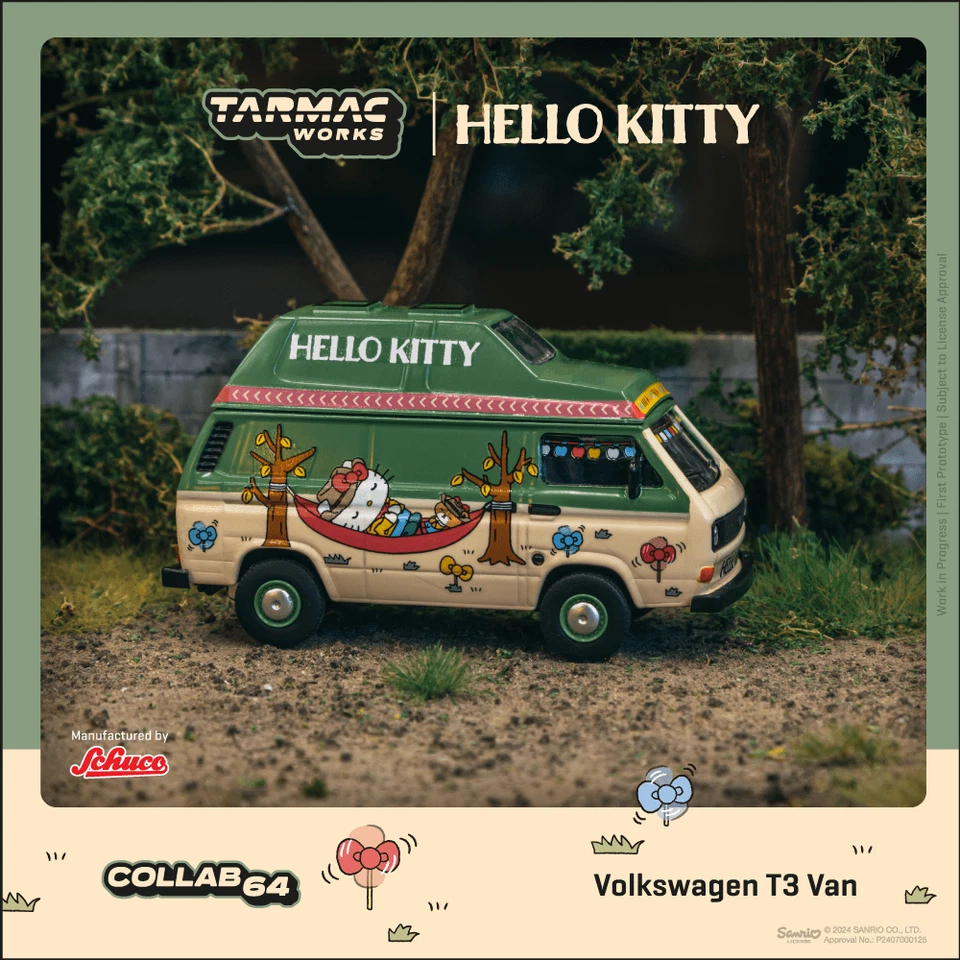 Tarmac Works 1/64 Volkswagen T3 Van Hello Kitty Camping Model Car - Image 2 of 4