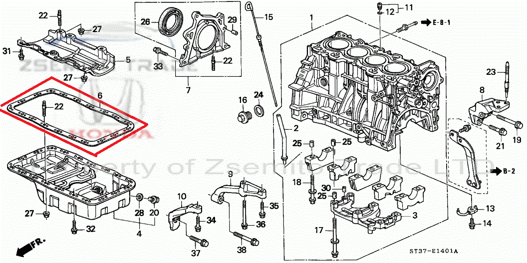 OIL PAN GASKET Honda Acura Integra Civic CRV B16 B18 B20 Genuine OEM